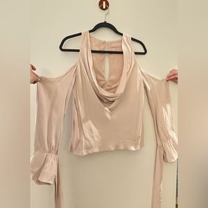 Keepsake the Label- pink scoop long sleeve blouse with shoulder detail